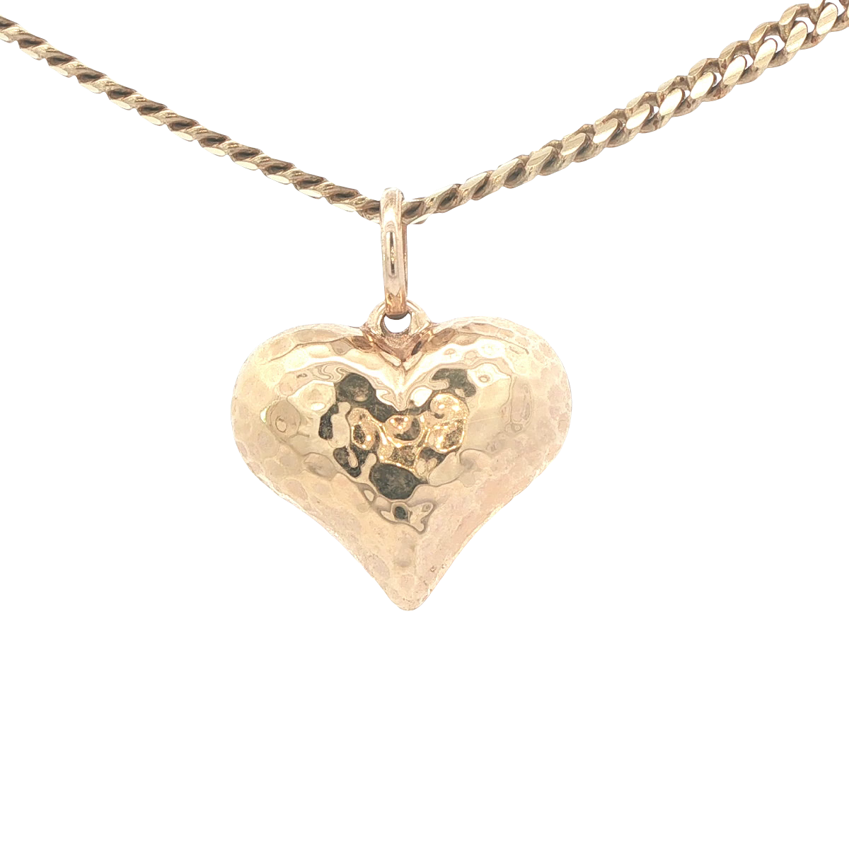 PENDANT 14KP 2.4G PUFF HEART HAMMERED