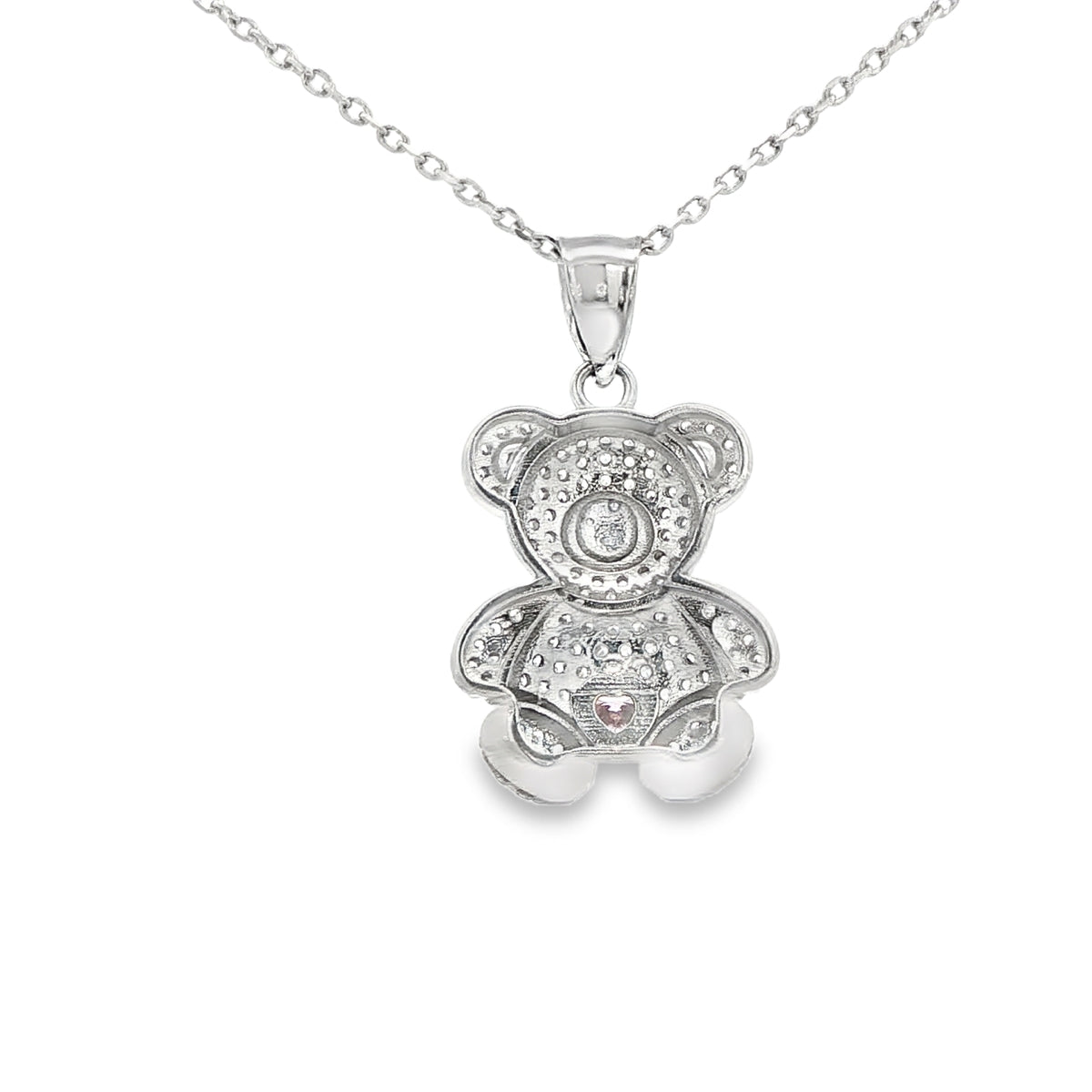 14KP W 4.3G TEDDY BEAR CZ TEDDY BEAR PINK HEART