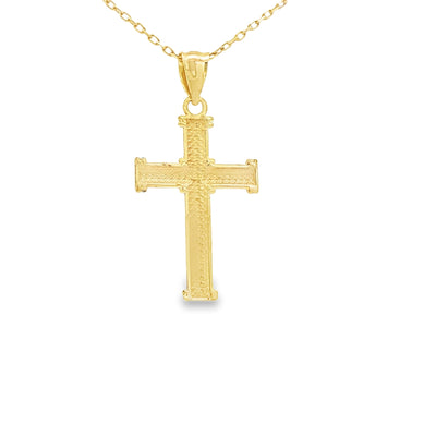 14 KARAT DIAMOND CUT CHARM JESUS CROSS CIRCLE BACK