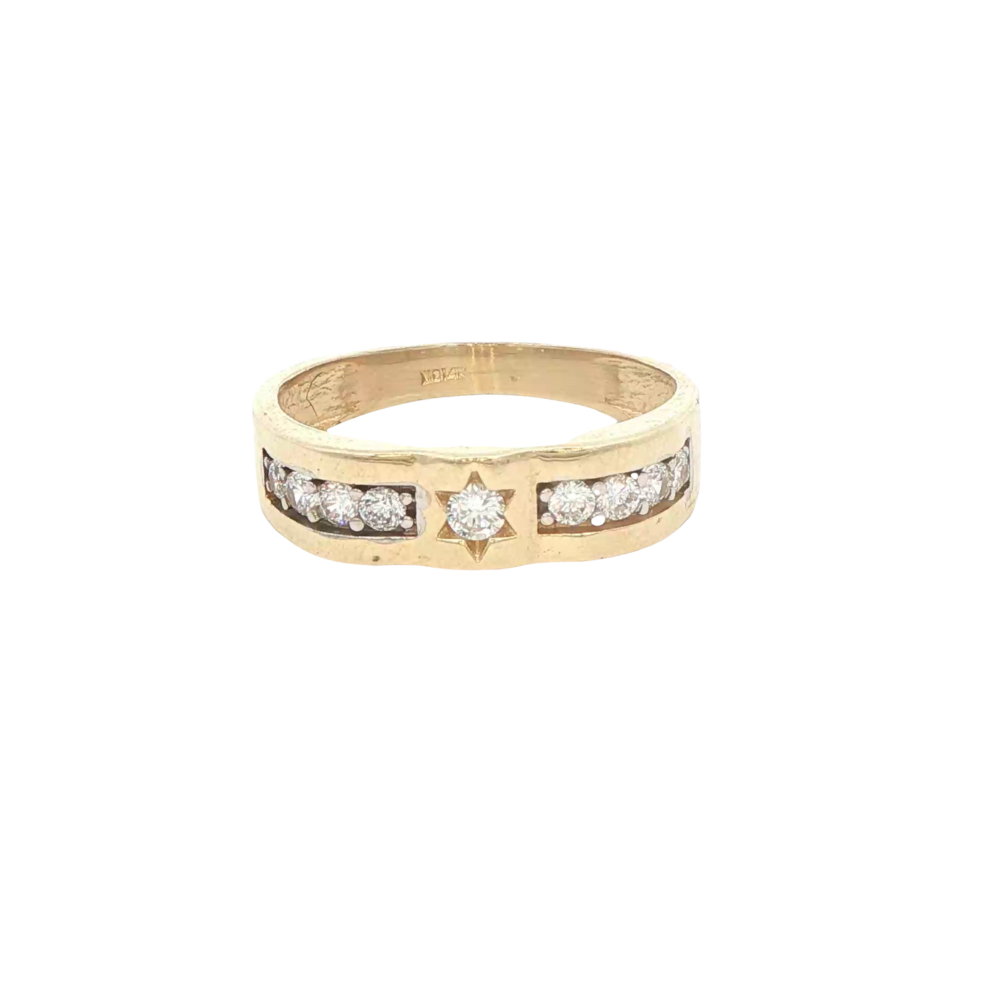 14 KARAT RING SIZE 10 WEIGHT: 3.6G : 5.4MM CZ STAR