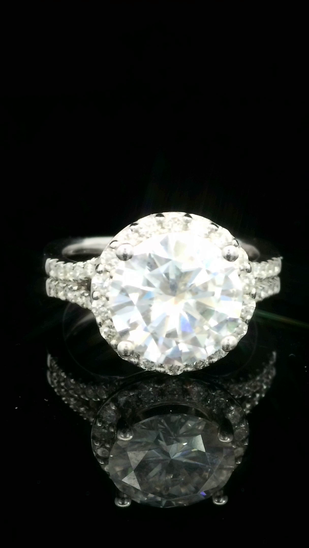 RING 14K 1ct Diamond Mount 3.00ct MOISSANITE cente