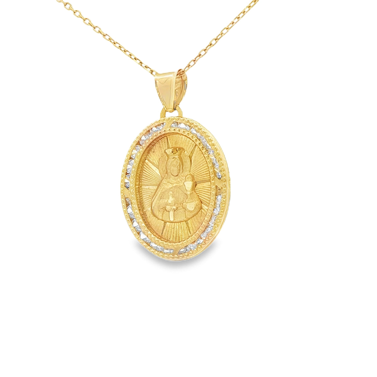 PENDANT 14K 1.9G SAINT CZ ST BARBARA OVAL
