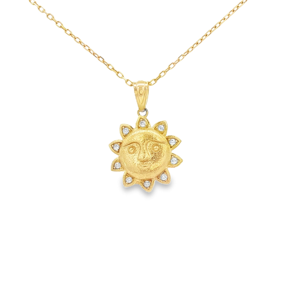14K PENDANT CZ SUN WITH FACE