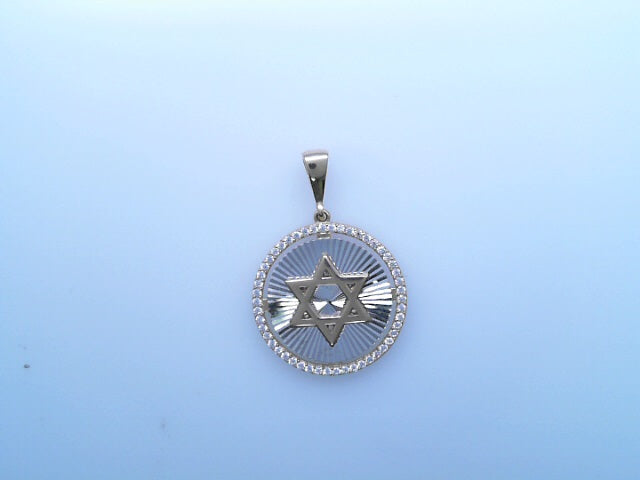 14K PENDENT 2.4G MEDALLION CZ STAR OF DAVID SUNBUR