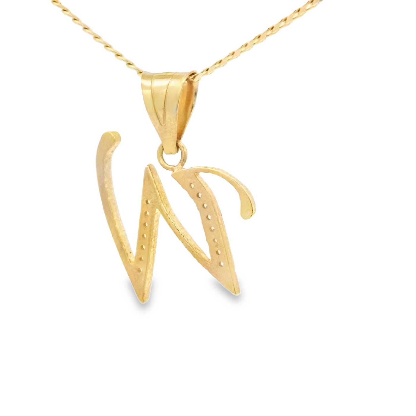 PENDANT 14K Letter W CZ Italian