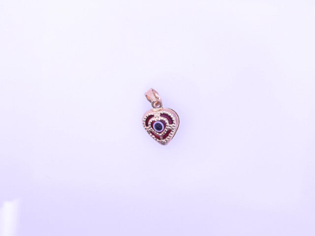 PENDANT 14K 0.6G EVIL EYE HEART RED MILIGRAIN