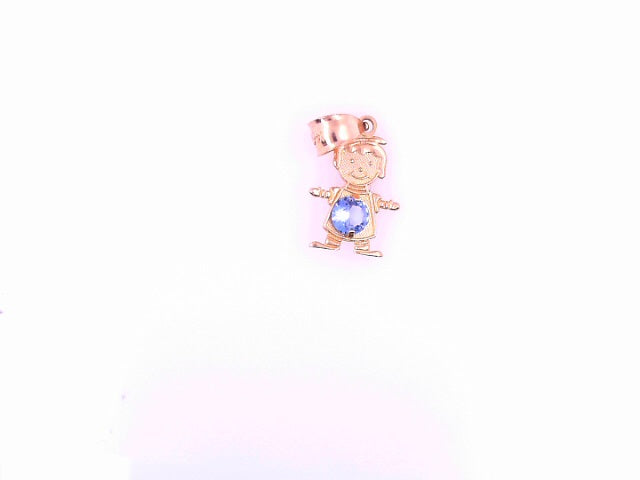 PENDANT 14KP 1.0G BOY CZ LIGHT BLUE BELLY BOY