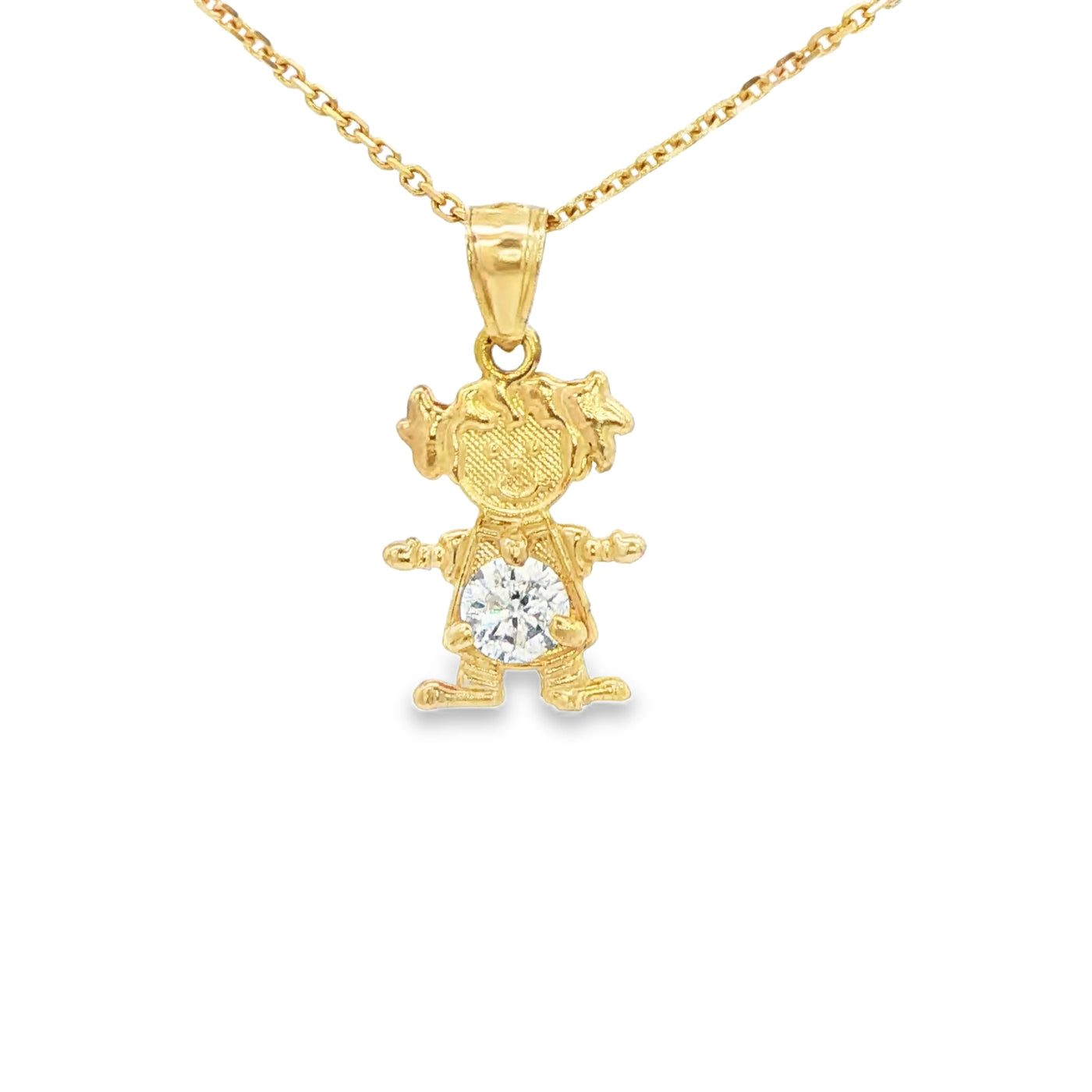 PENDANT 14KP GIRL CZ CLEAR BELLY GIRL