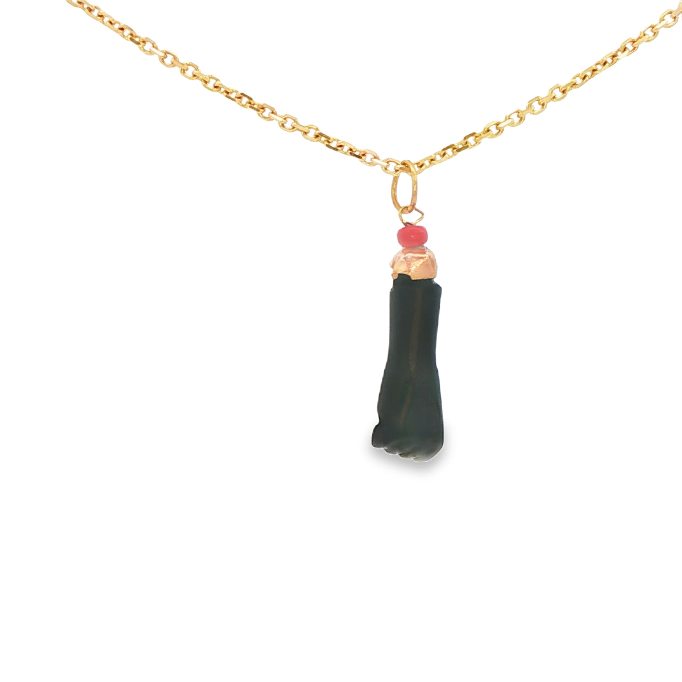14K Azabache Hand Coral Red 16mm