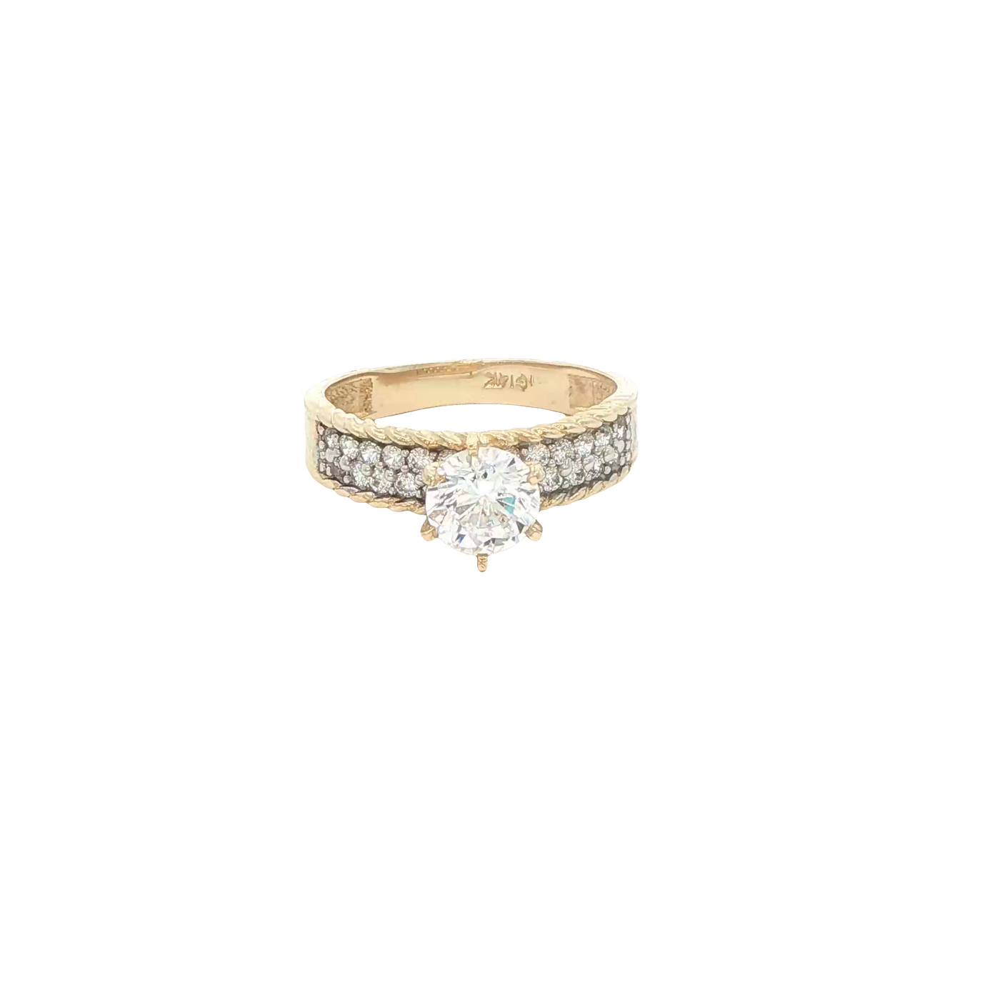 14 KARAT RING SIZE 7.5 WEIGHT: 3.5G : 4.9MM CZ SOL