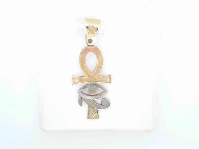 14KP 3.9G CROSS ANK EVIL EYE 2TONE