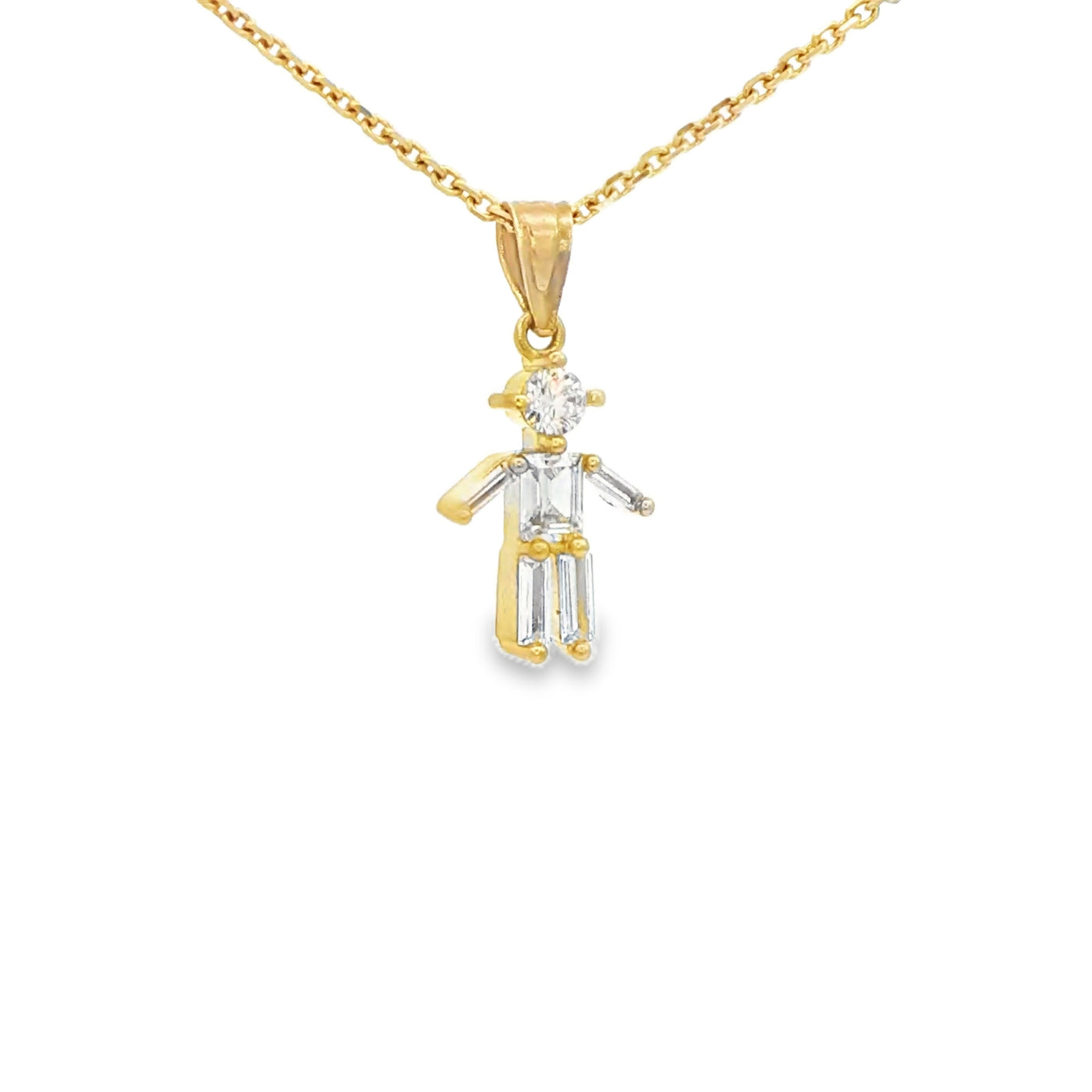 PENDANT 14K BOY CZ BAGUETTE STYLE BOY