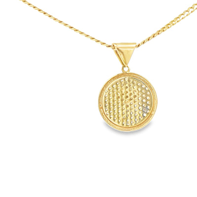 PENDANT 14K 2.3G MEDALLION CZ CROSS ROUND MEDALLIO