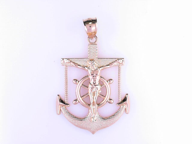 PENDANT 14KP 8.1G ANCHOR JESUS TEXTURED FINISH