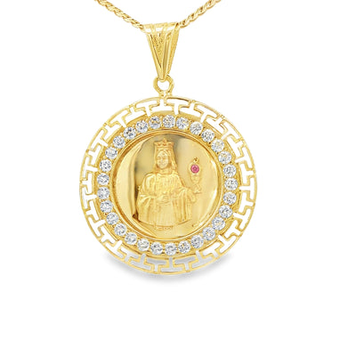 14KP 4.4G CARIDAD CZ GREEK BORDER VIRGEN CARIDAD