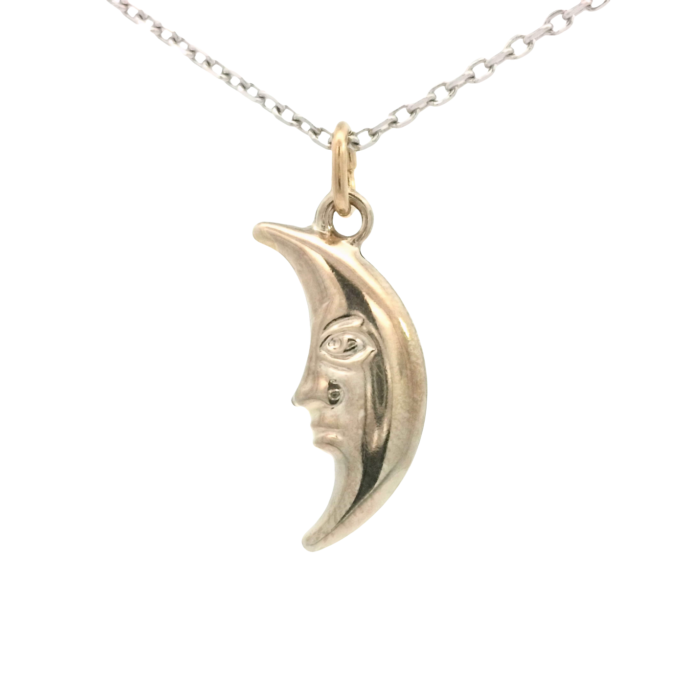14 KARAT CHARM CRESENT MOON WITH FACE