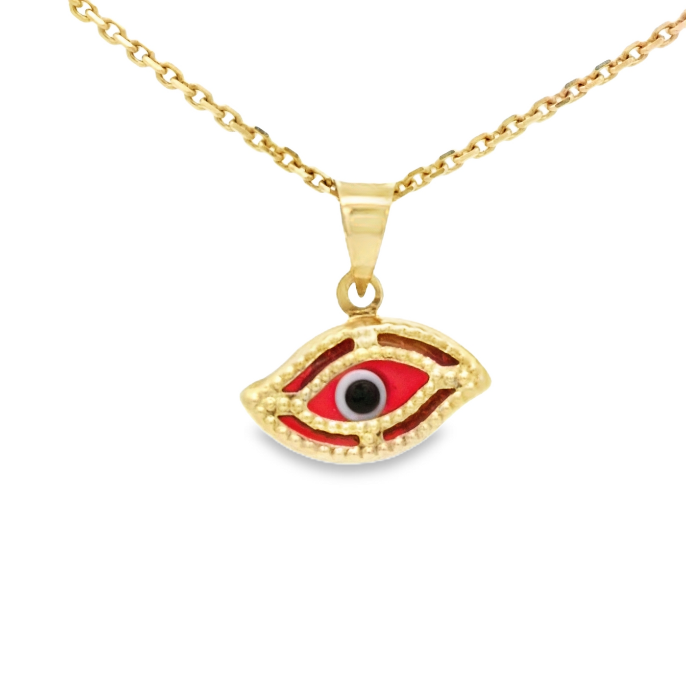 PENDANT 14K EVIL EYE RED EYE MILIGRAIN