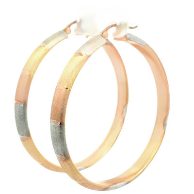 14K SATIN MEDIUM HOOP EARRINGS