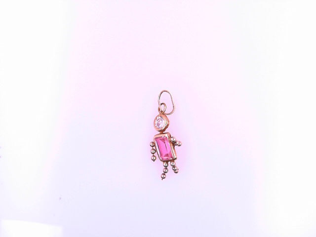 PENDANT 14KP 1.0G PENDANT CZ PINK BOY DANGLE LEGS