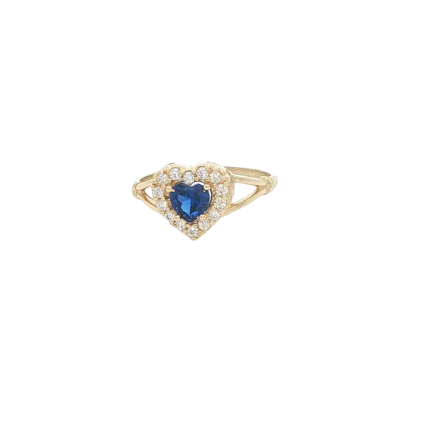 14 KARAT RING SIZE 7 WEIGHT: 2G : CZ HEART BLUE CE