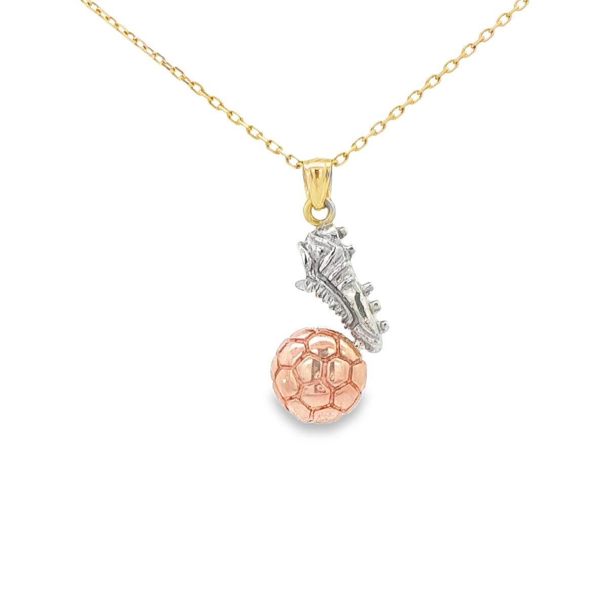 PENDANT 14K SOCCER 2TONE SOCCER BALL FOOT