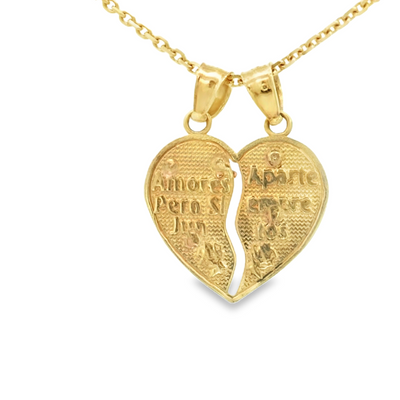 PENDANT 14K SPLIT MILAGROSA Y JESUS HEART