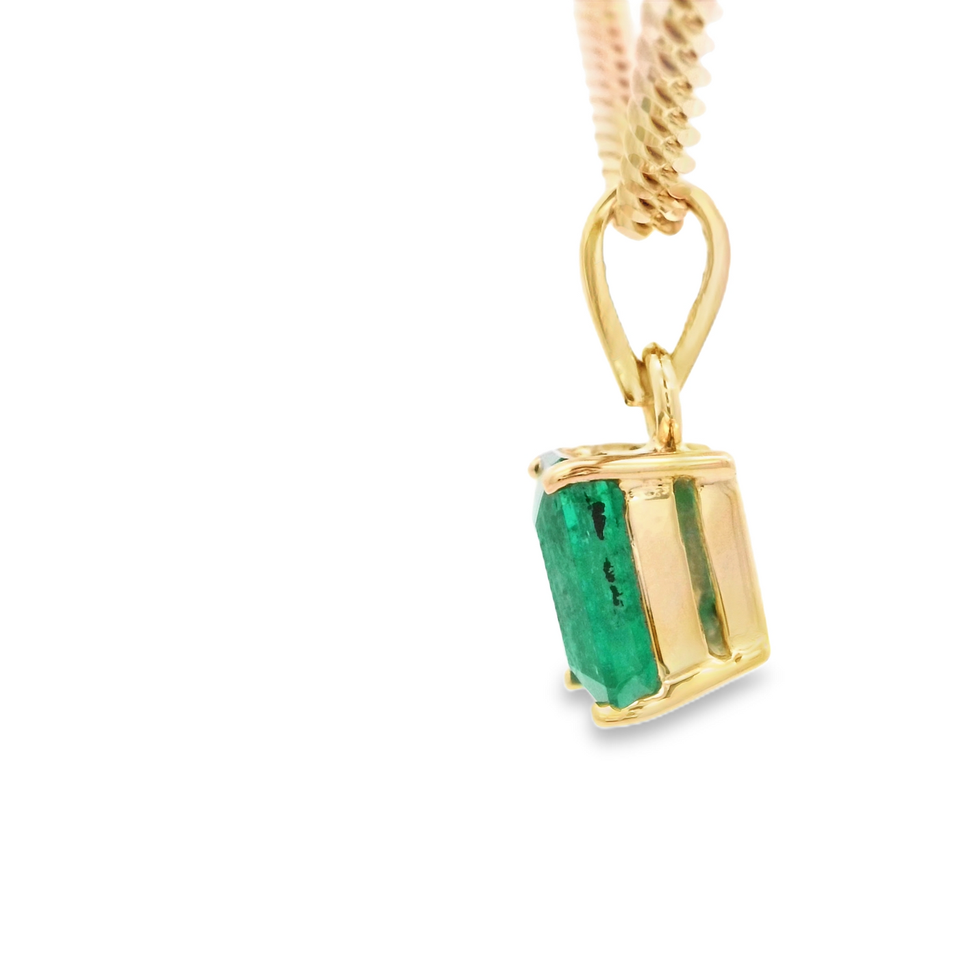 18K PENDANT NATURAL EMERALD AIRLINE BASKET
