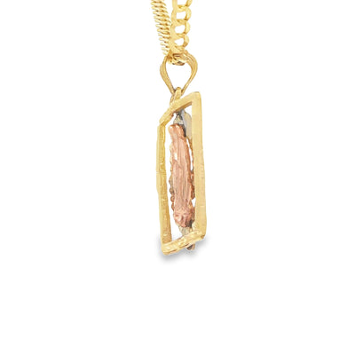 PENDANT 14K 2.7G GUADALUPE 3TONE RECTANGLE