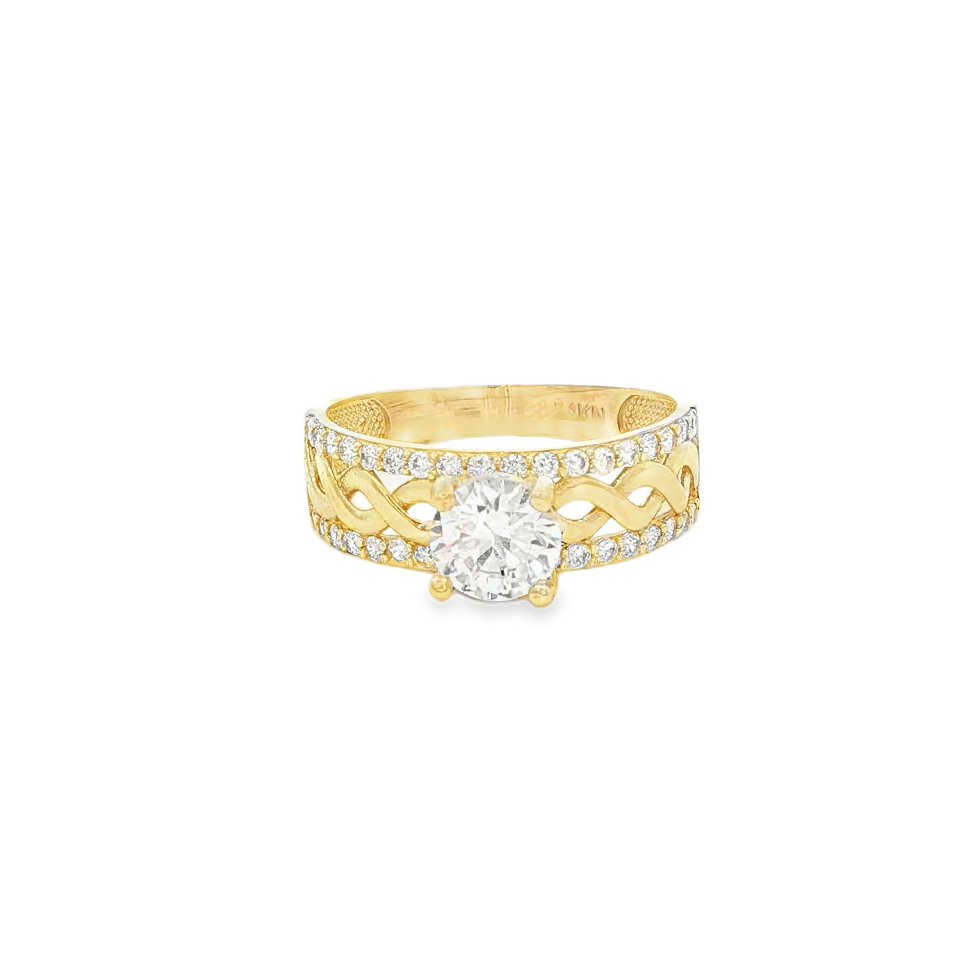14 KARAT RING SIZE 7.75 WEIGHT: 2.6G : 6MM CZ SOLI