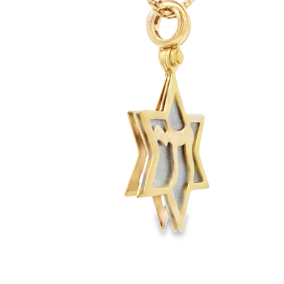 14K PENDANT 4.5G STAR DAVID 2TONE OM 3 SLIDERS