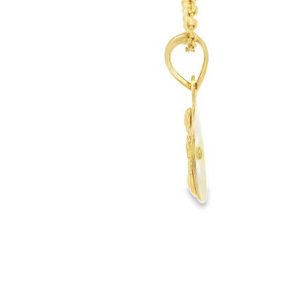 14 KARAT CHARM 
TRI COLOR BAPTISM SMALL ROUND PENDANT
