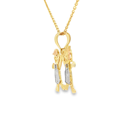 PENDANT 14KP 2.6G BOY GIRL BOY GIRL 3TONE