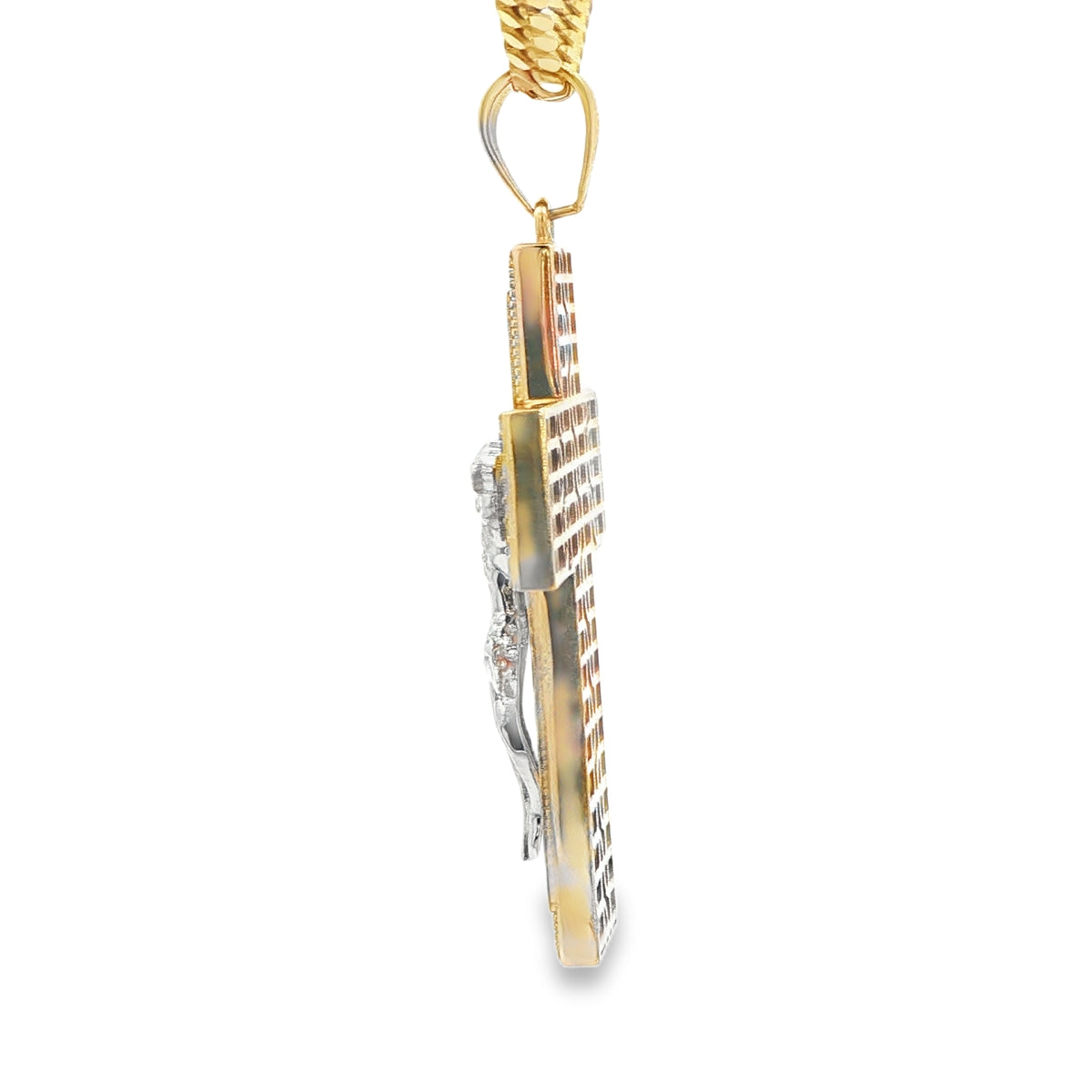 14K PENDENT 9.1G CROSS CZ JESUS CROSS