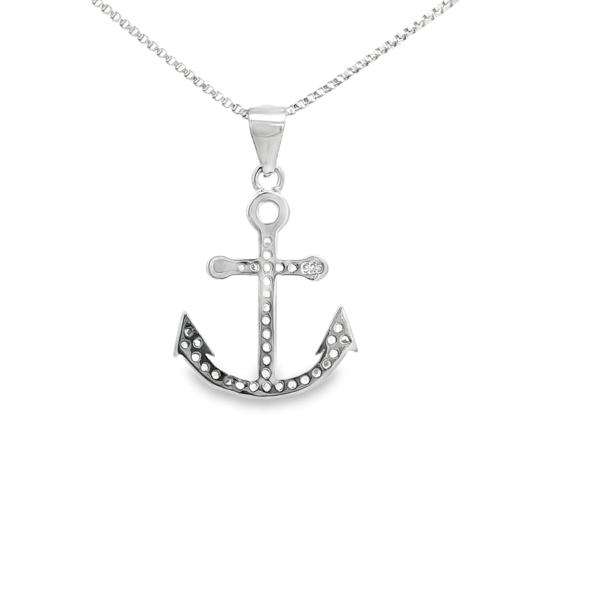 STERLING SILVER CHARM CZ ANCHOR