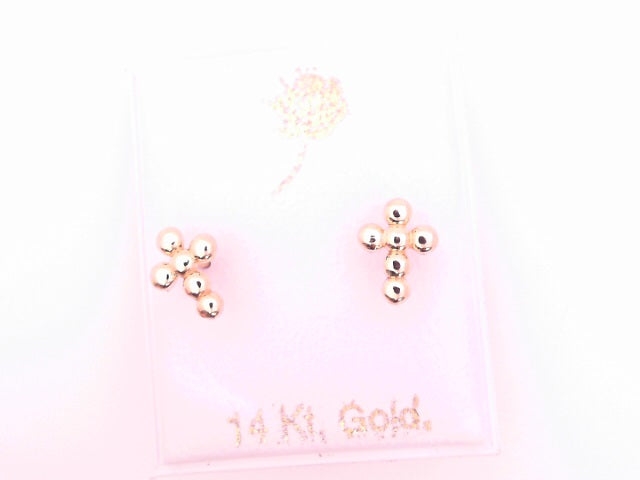 14 KARAT STUD EARRINGS WEIGHT: 0.4G : 4MM CZ PINK