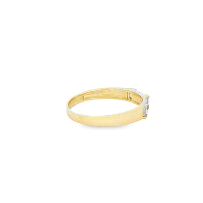 14 KARAT RING SIZE 7 WEIGHT: 1.5G : 3.1MM CZ  GREE