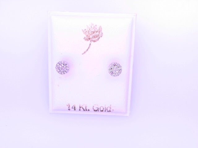 14 KARAT STUD EARRINGS WEIGHT: 0.8G : 5MM CZ CLEAR