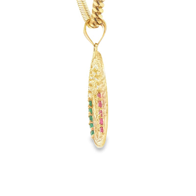 14KP 4.0G GUADALUPE CZ TEXTURED MULTI COLOR