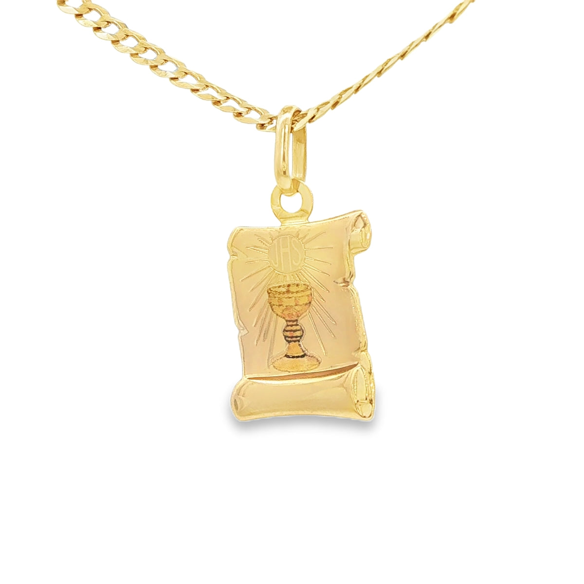 14K  PENDANT  FIRST COMMUNION SCROLL PLAQUE