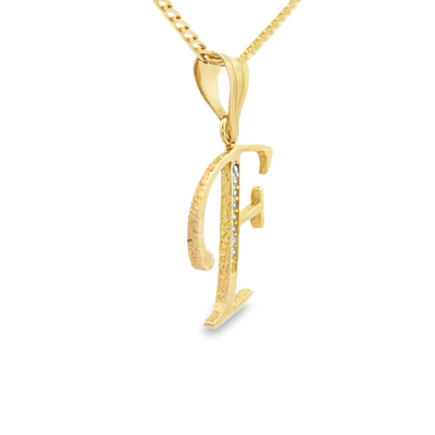 PENDANT 14KP CZ LETTER F