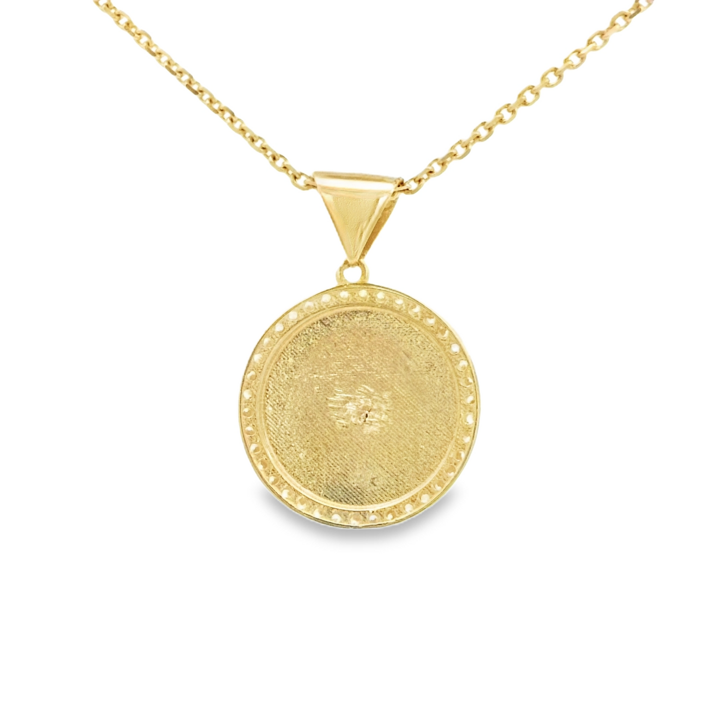 14K PENDENT MEDALLION CZ CROSS ROUND BURST