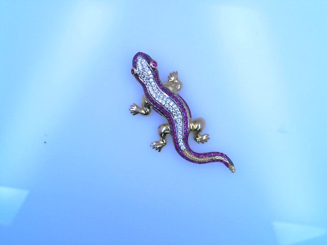 14KP 7.0G LIZARD CZ LIZARD SLIDE CLEAR AND RED