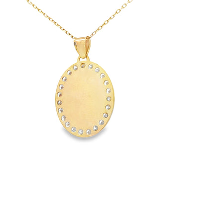 PENDANT 14K 1.9G SAINT CZ ST BARBARA OVAL