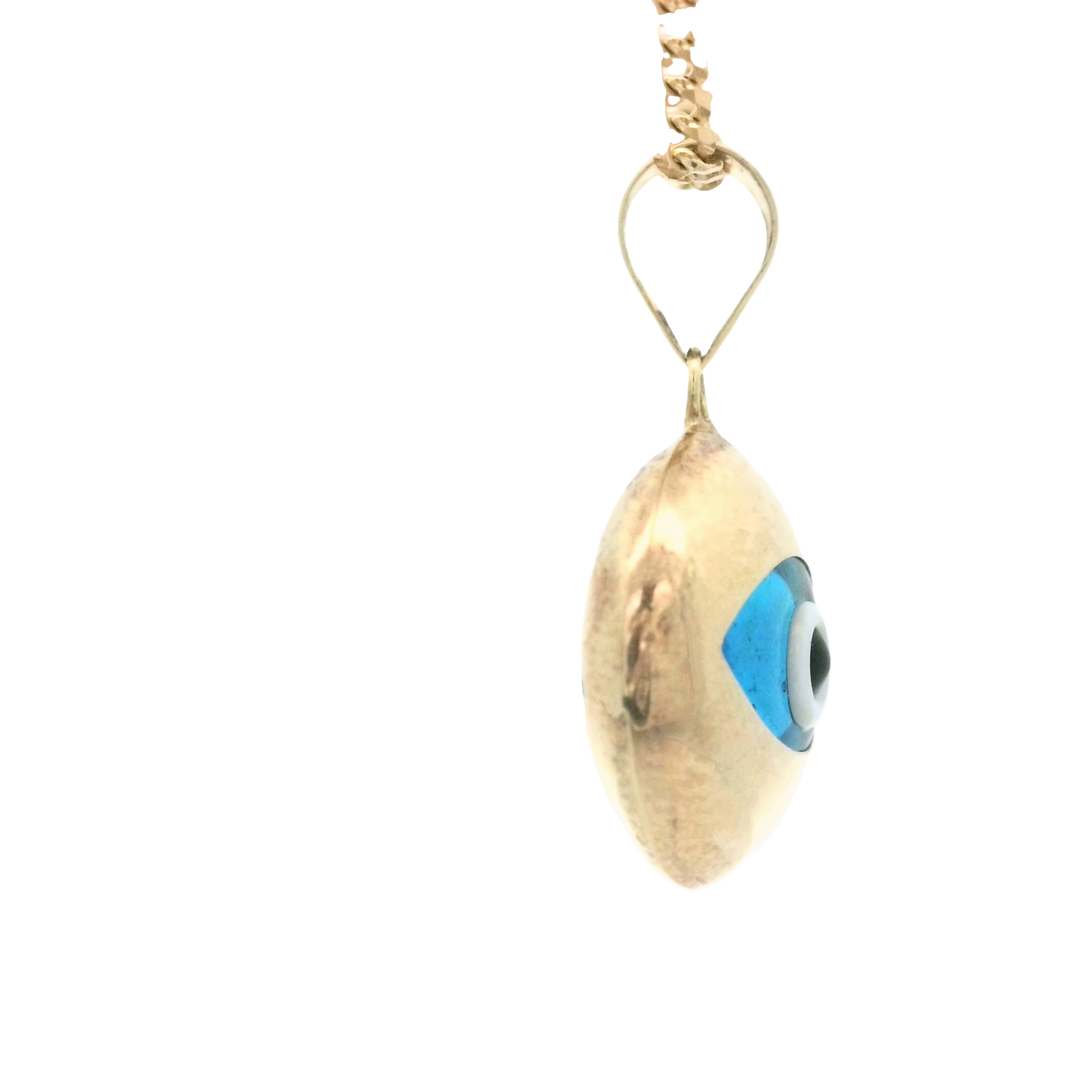 PENDANT 14K 2.0G EVIL EYE BLUE OVAL POLISHED