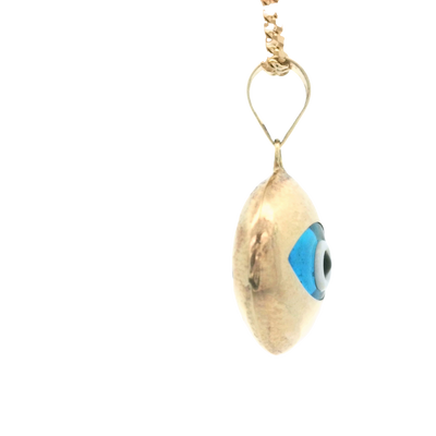 PENDANT 14K 2.0G EVIL EYE BLUE OVAL POLISHED