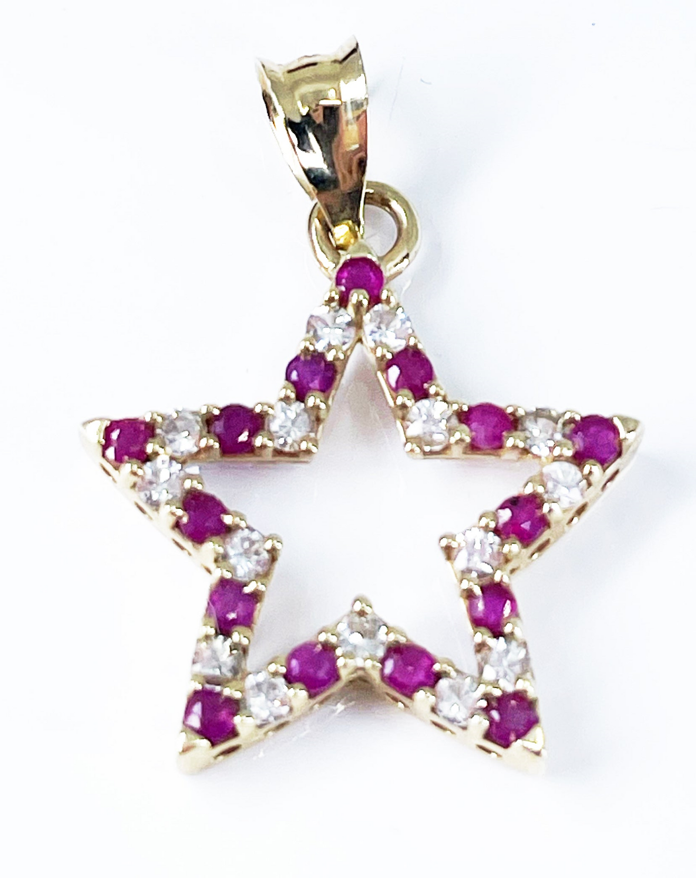 10K PENDENT  2.5G PENDANT CZ RED & WHITE STAR