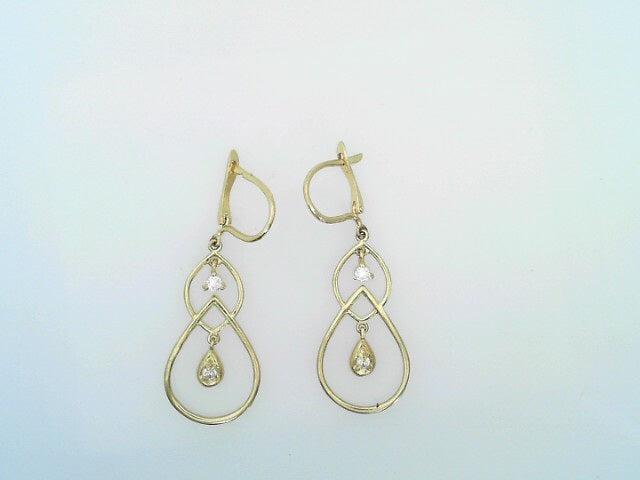 14 KARAT DROP EARRINGS WEIGHT: 2.9G : CZ TEAR DROP