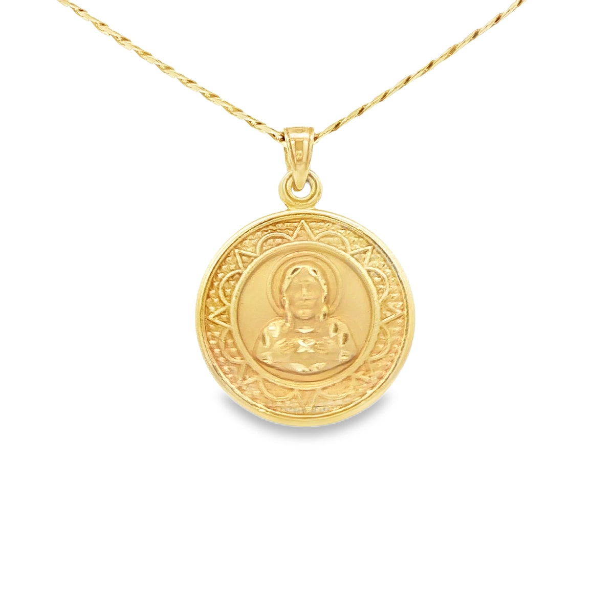 PENDANT 14K 2.0G DOUBLE SIDED JESUS FACE GUADALUPE