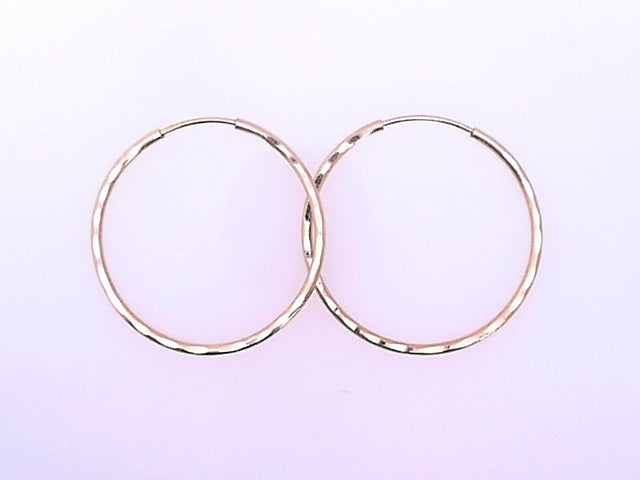 EARRINGS 14 KARAT DIAMOND CUT SMALL HOOP EARRINGS