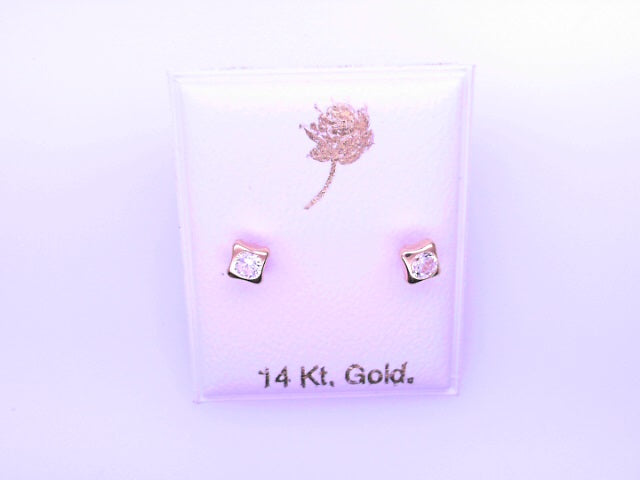14 KARAT STUD EARRINGS WEIGHT: 0.8G : 5MM CZ CLEAR